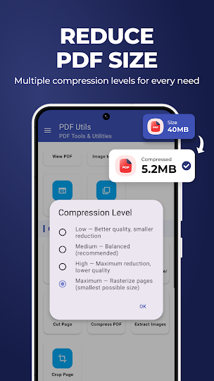 Reduce PDF size screen